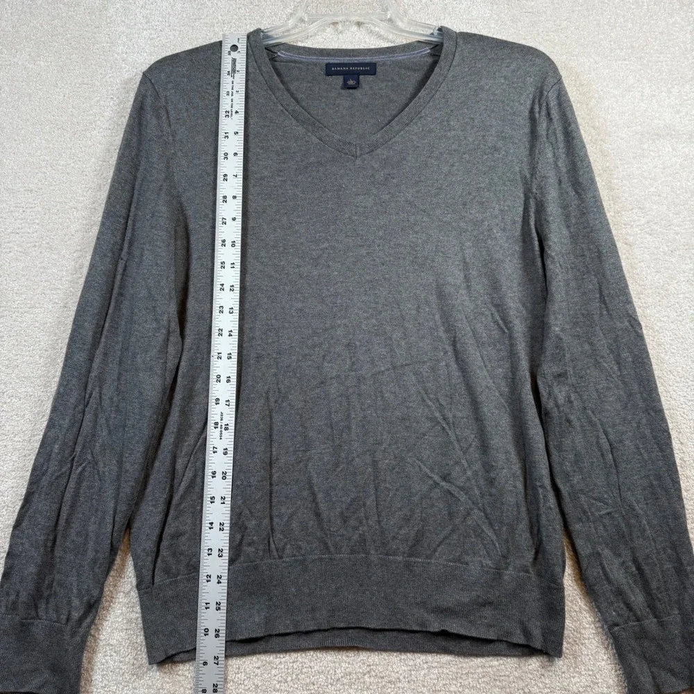 Banana Republic V-Neck Sweater‎ Mens Large Grey Silk Cotton Cashmere Knit